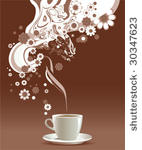 coffee cup with floral pattern. ...