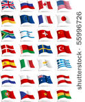 set of flags. glossy buttons....
