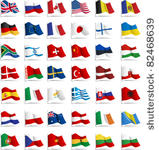 set of flags. glossy buttons....
