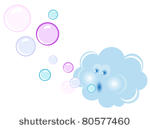 abstract blue cloud with bubbles
