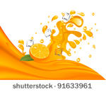 orange and orange juice splash