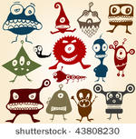 many cute doodle monsters set 2