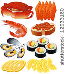 seafood set  vector...