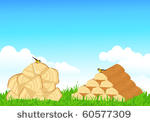 firewood on lawn  vector...