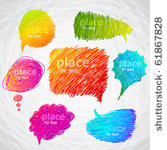colorful hand drawn speech and...