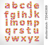vector colorful flower font....