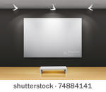 dark gallery interior with...