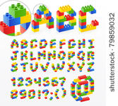 colorful brick toys font with...