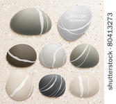 sea stones collection on sand...