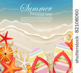 flip flops and shells on the...