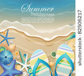flip flops and shells on the...