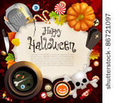 halloween card with different...