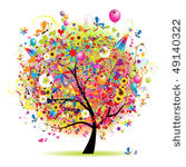 happy holiday  funny tree with...