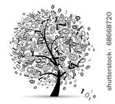 digital tree silhouette  numbers
