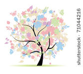 floral tree in pastel colors...