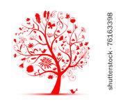art floral tree red for your...