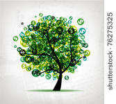 green tree with dollars leaf on ...