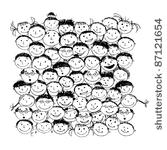 crowd of funny peoples  sketch...