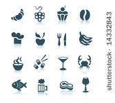 gray food icons with shadows ...