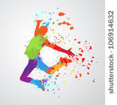 dancing boy with colorful spots ...