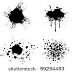 set ink black splashes on white ...