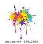 colorful bright ink splashes on ...