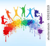 colorful bright ink splashes...