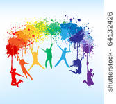 colorful bright ink splashes...