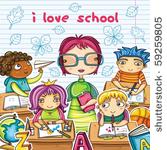 teacher and cute children in...