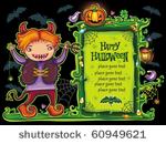 halloween  frame with cute...