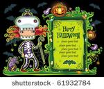 halloween frame with cute girl...
