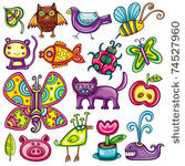 flora and fauna theme. cartoon...