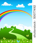 nature landscape with rainbow   ...