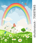 summer sunny day with rainbow
