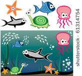 vector fish under water   shark ...