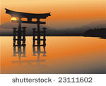 magic asian lake with sunset...