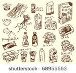 food sketch style