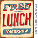 vintage metal sign   free lunch ...