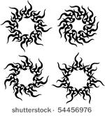 vector tribal tattoo sun  flame ...
