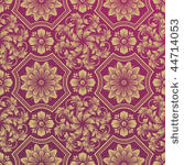 seamless golden floral damask...
