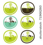 cute landscapes in label shape