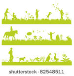 three green landscape banners...