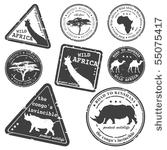 stamp  wild africa  vector set