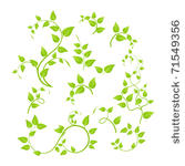 set of various green plants ...