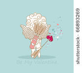 be my valentine card with cupid