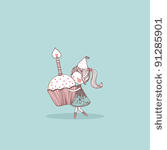 girl with birthday cupcake