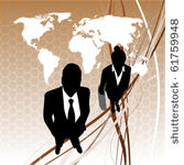business team with world map