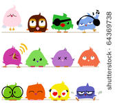 cute birds set