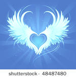 blue heart of an angel with...