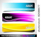 three abstract vector banner...